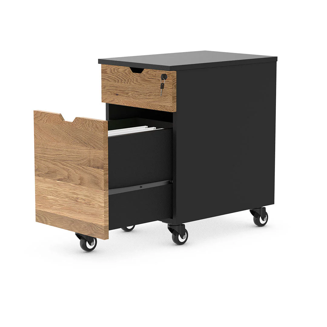 Desky Minimal Wooden Filing Cabinet - White / Melamine White - Image 7