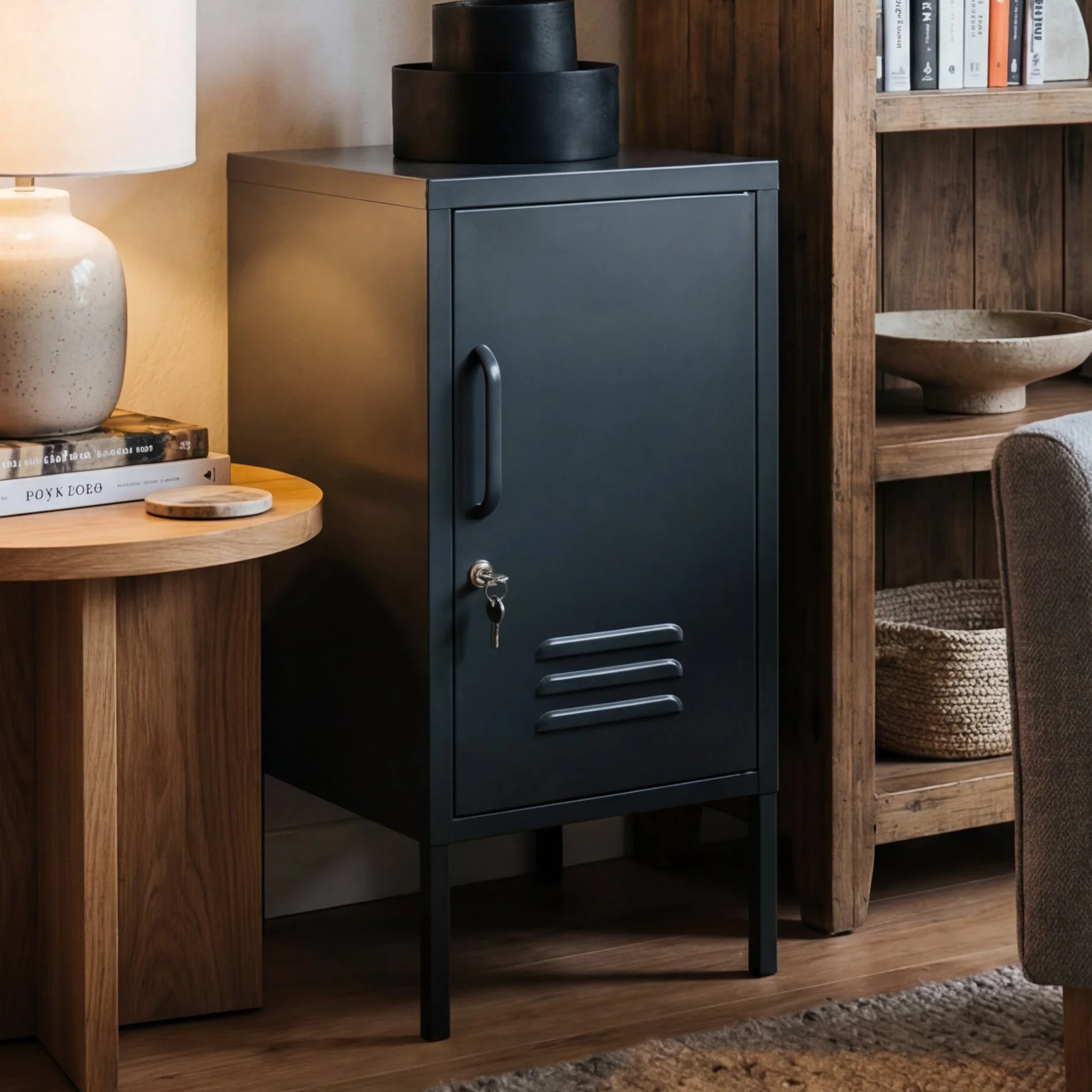 Desky Oslo Metal Locker Cabinet - Dark Grey / Right Opening - Image 3