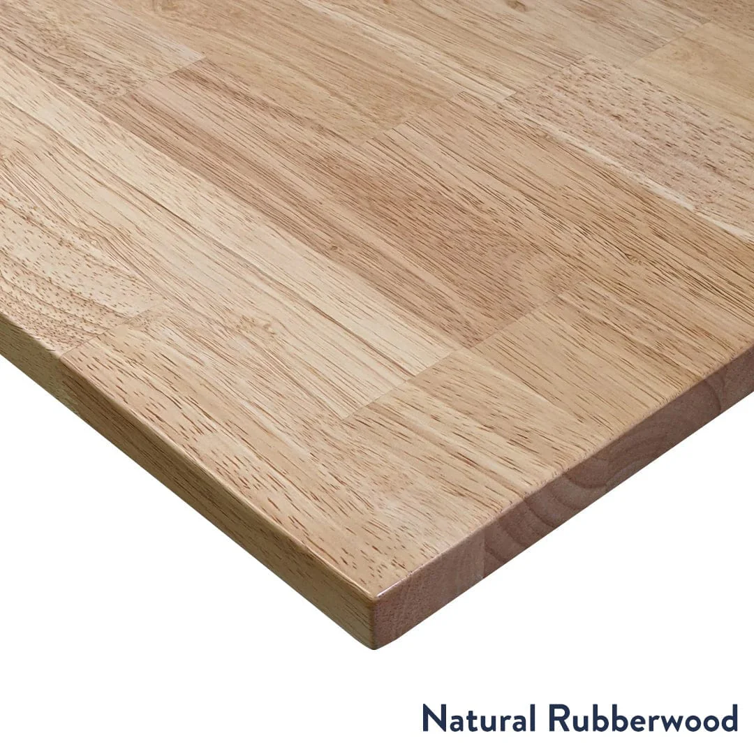Desky Rubberwood L-Shape Sit Stand Desk 180 x 175 cm Natural Timber Top and Space Grey Leg - Image 2