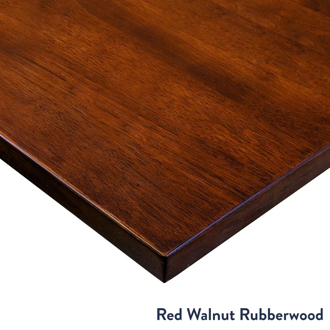 Desky Rubberwood L-Shape Sit Stand Desk 180 x 175 cm Red Walnut Top and White Leg - Image 2
