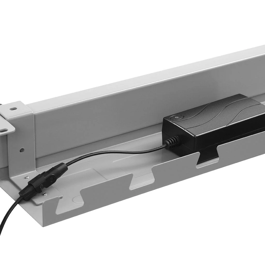 Desky Single Sit Stand Desk 200cm Black Desktop and White Frame - Image 2