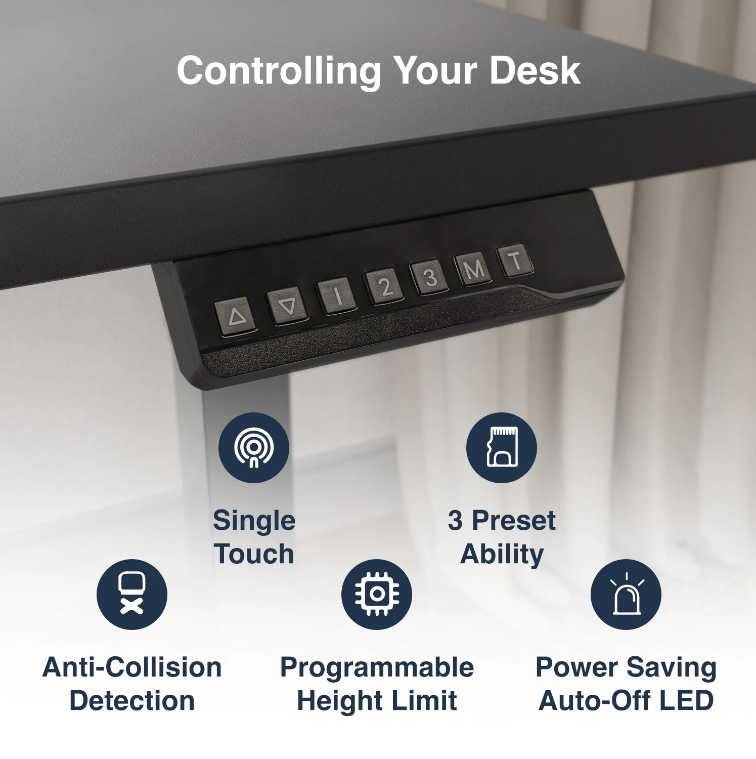 Desky Single Sit Stand Gaming Desk 200cm Black Desktop and Black Frame - Image 4