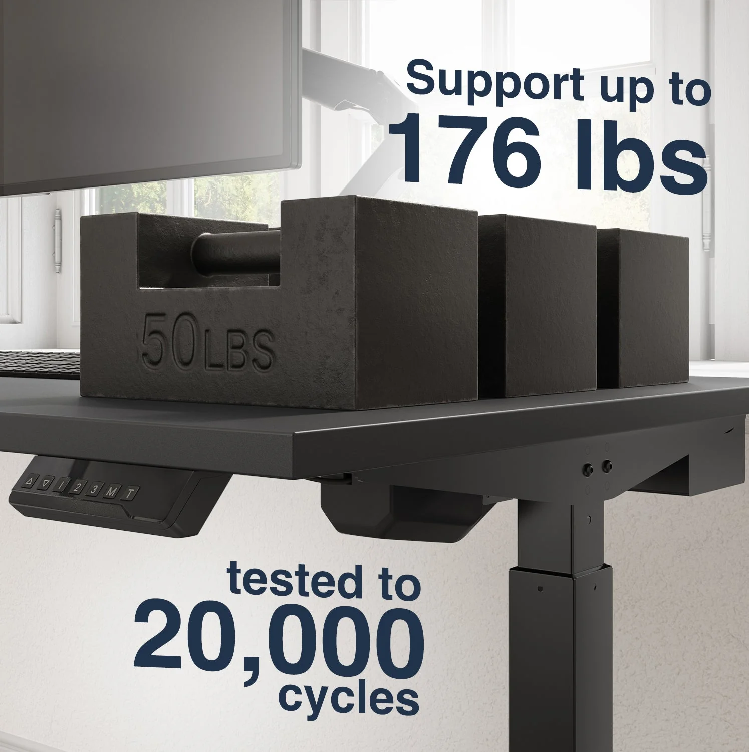 Desky Single Sit Stand Gaming Desk 200cm Black Desktop and Space Grey Frame - Image 10