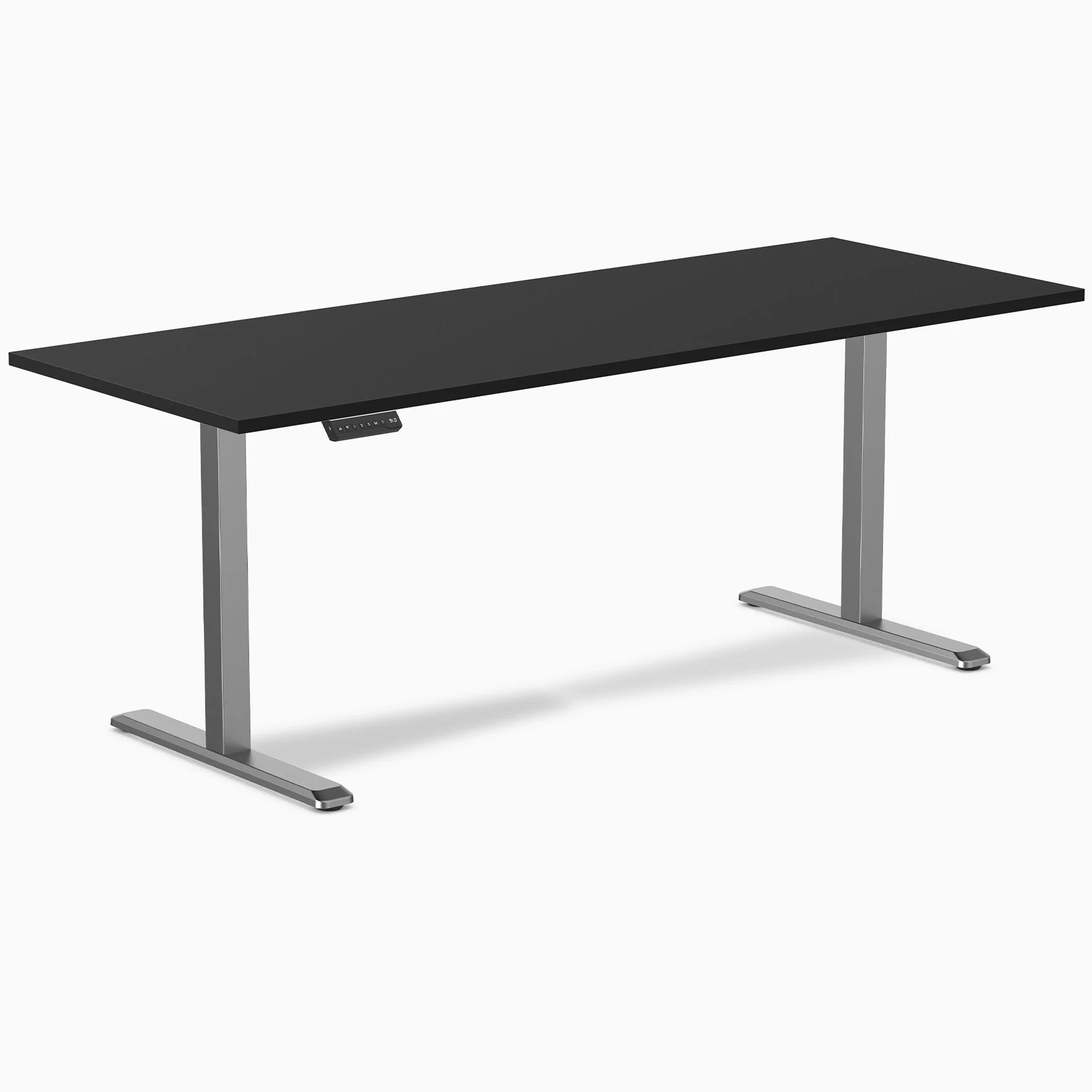 Desky Single Sit Stand Gaming Desk 200cm Black Desktop and Space Grey Frame - Image 2