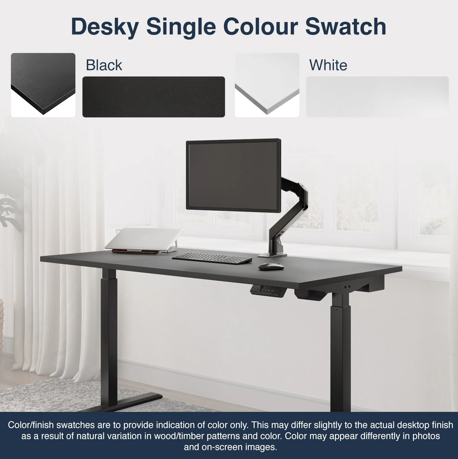 Desky Single Sit Stand Gaming Desk 200cm Black Desktop and White Frame - Image 8