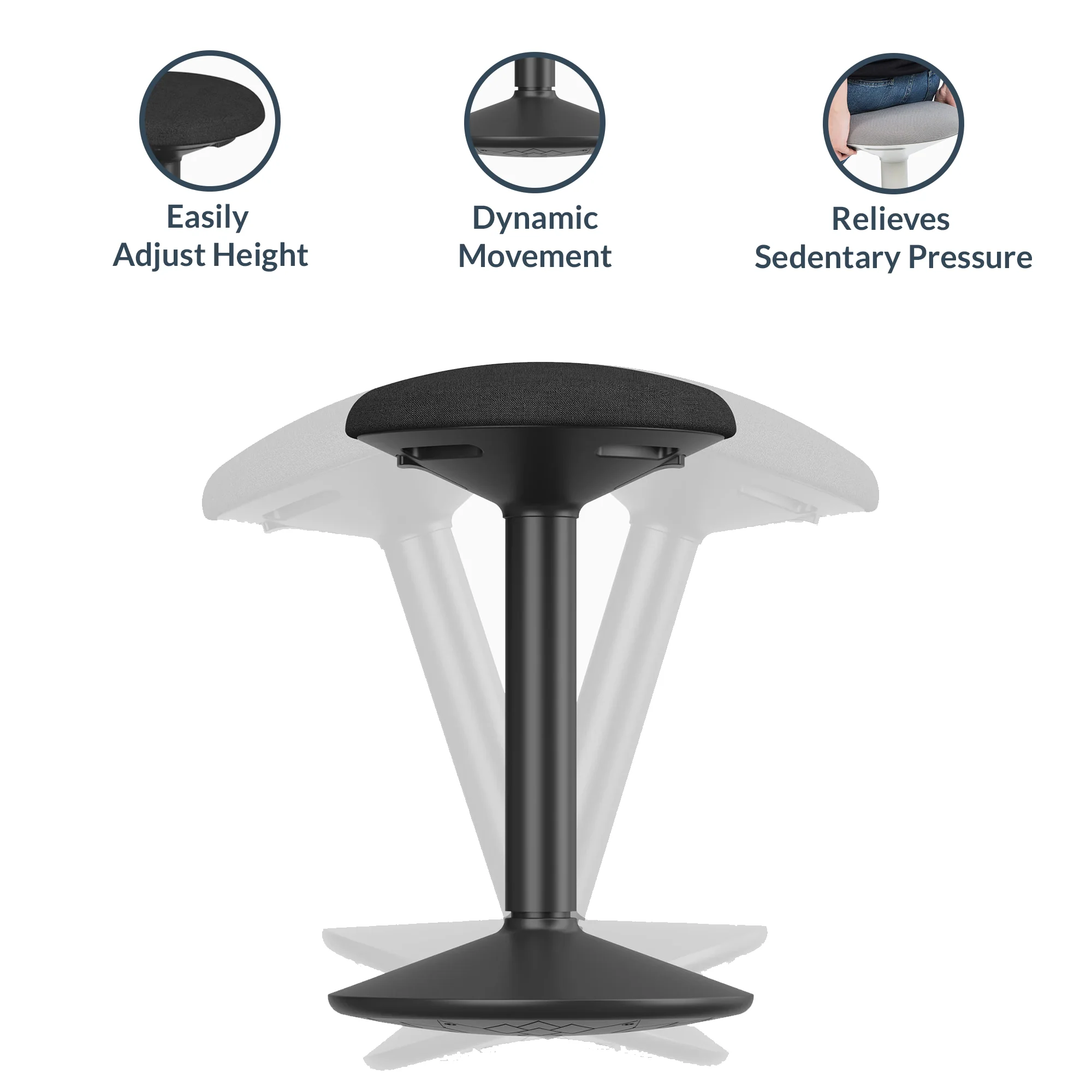 Desky Sit Stand Motion Stool - White - Image 4