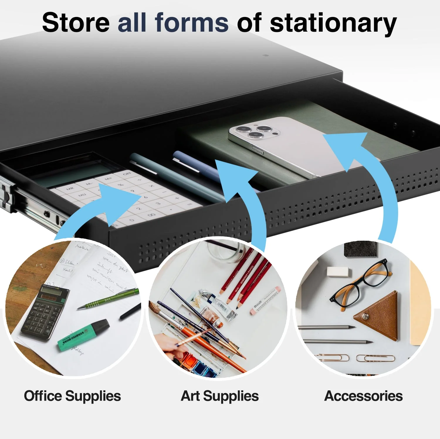 Desky Ultra Slim Under Desk Drawer - No Gap / White - Image 3