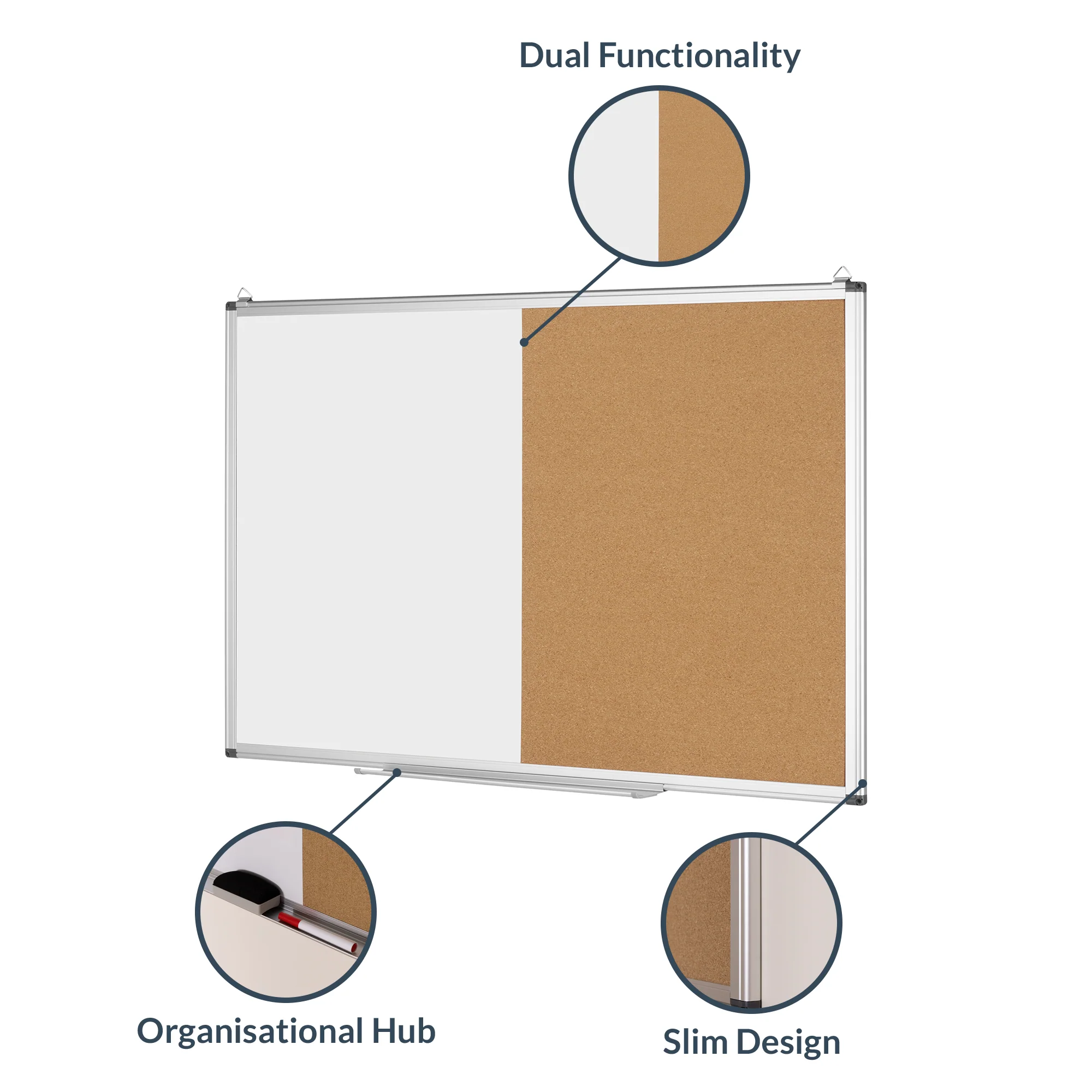 Desky Whiteboard + Pinboard Combo 120 x 90cm - Image 3