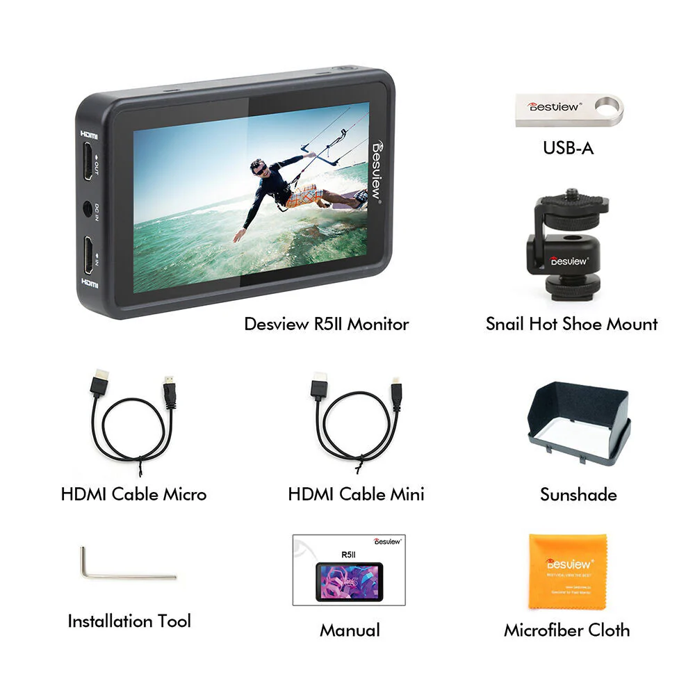 Desview 5.5" Lightweight Touch Screen Monitor with LUTs for Camera (Black) - Image 5