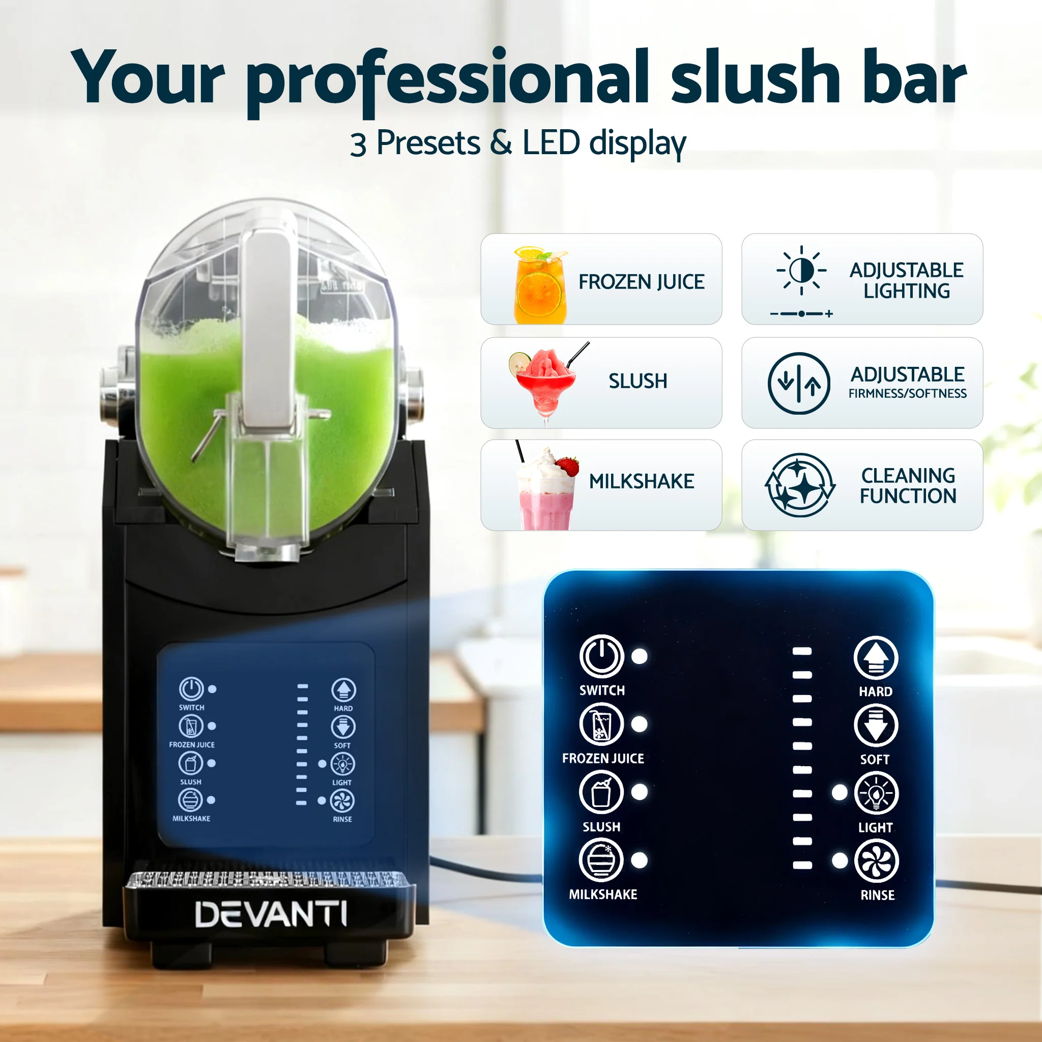 Devanti 1.8L Slushie Machine Maker Frozen Smoothies Milkshakes (Black) - Image 7