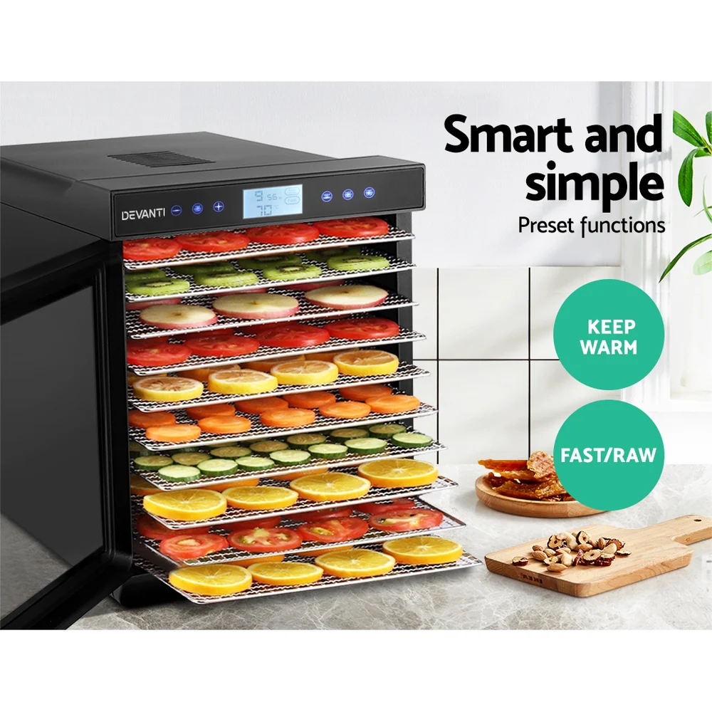 Devanti 10 Trays Food Dehydrator Stainless Steel Tray - Image 5