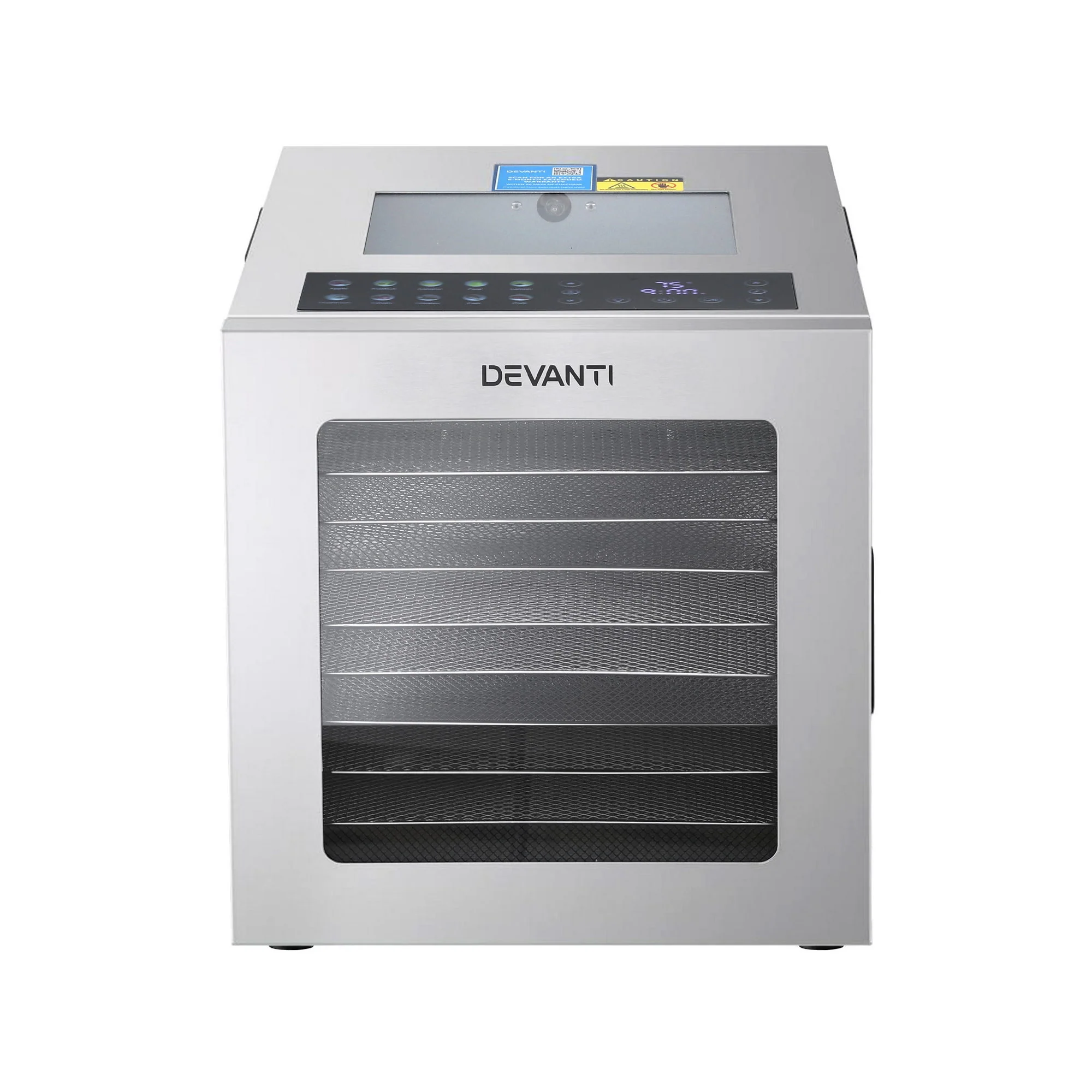 Devanti 10 Trays Food Dehydrator Stainless Steel Visible Glass Door 850W - Image 3