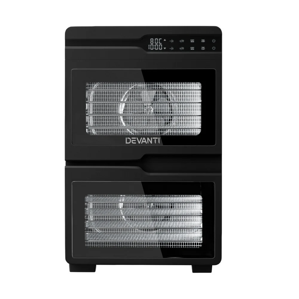 Devanti 12 Trays Food Dehydrator Dual-Zone Stainless Steel Fruit Jerky Dryer - Image 3