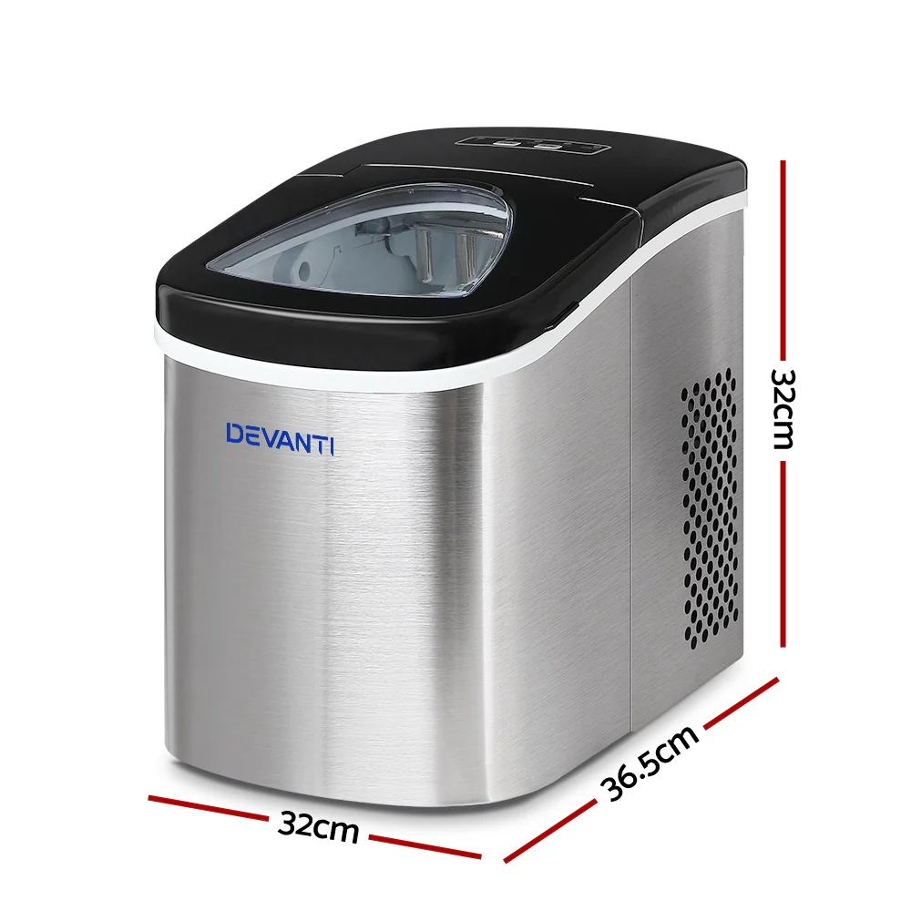 Devanti 12kg Ice Maker Machine Stainless Steel - Image 2