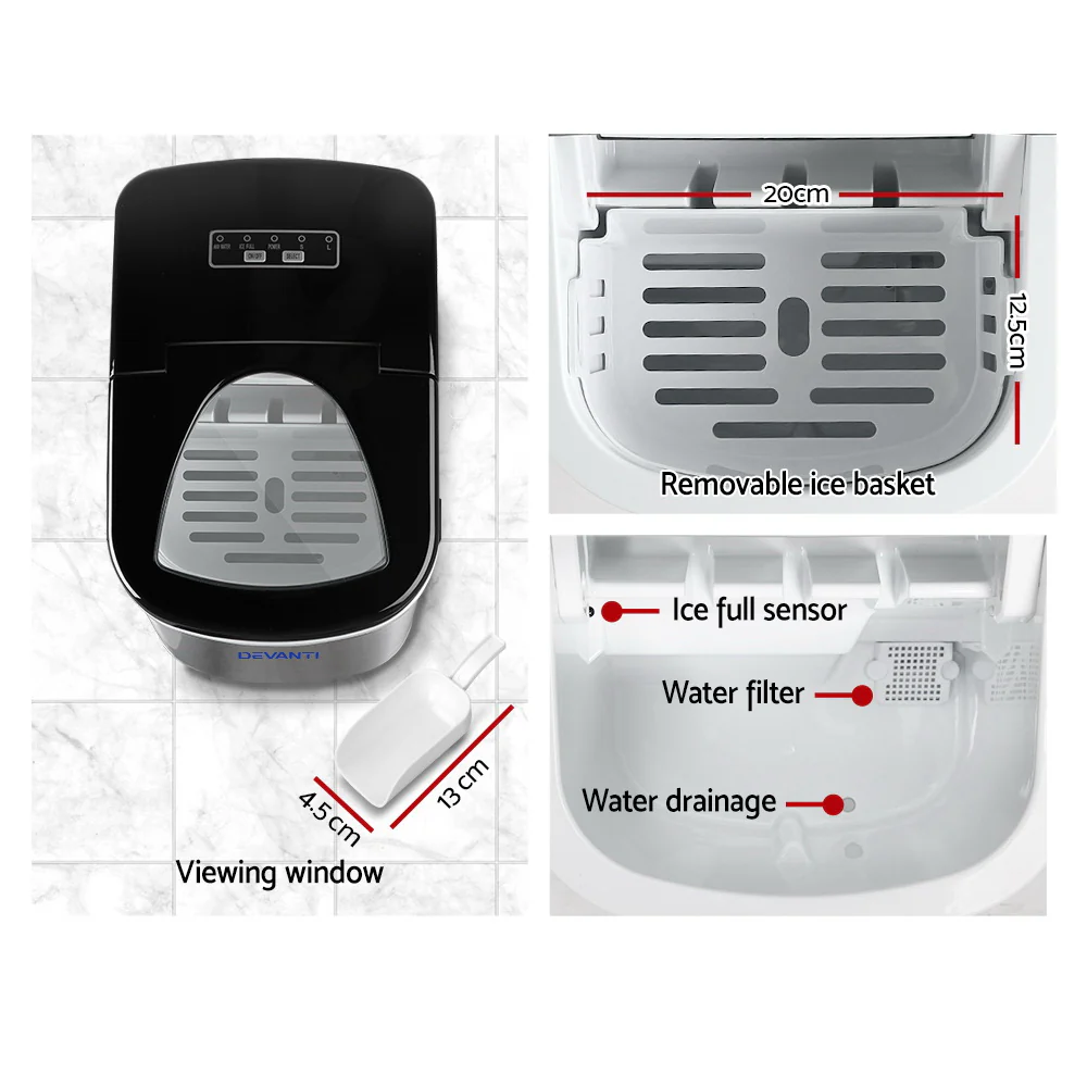 Devanti 12kg Ice Maker Machine Stainless Steel - Image 5