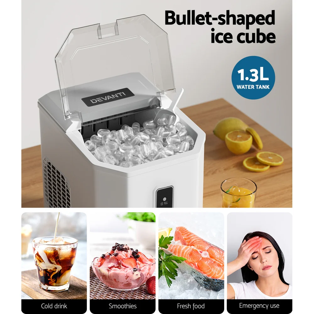 Devanti 12kg Ice Maker Machine with Scoop Holder (White) - Image 4