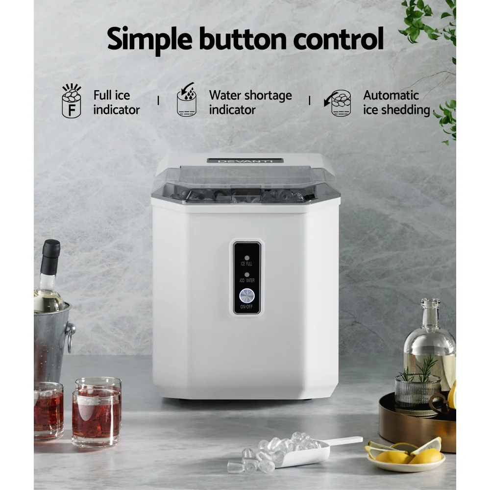 Devanti 12kg Ice Maker Machine with Scoop Holder (White) - Image 5