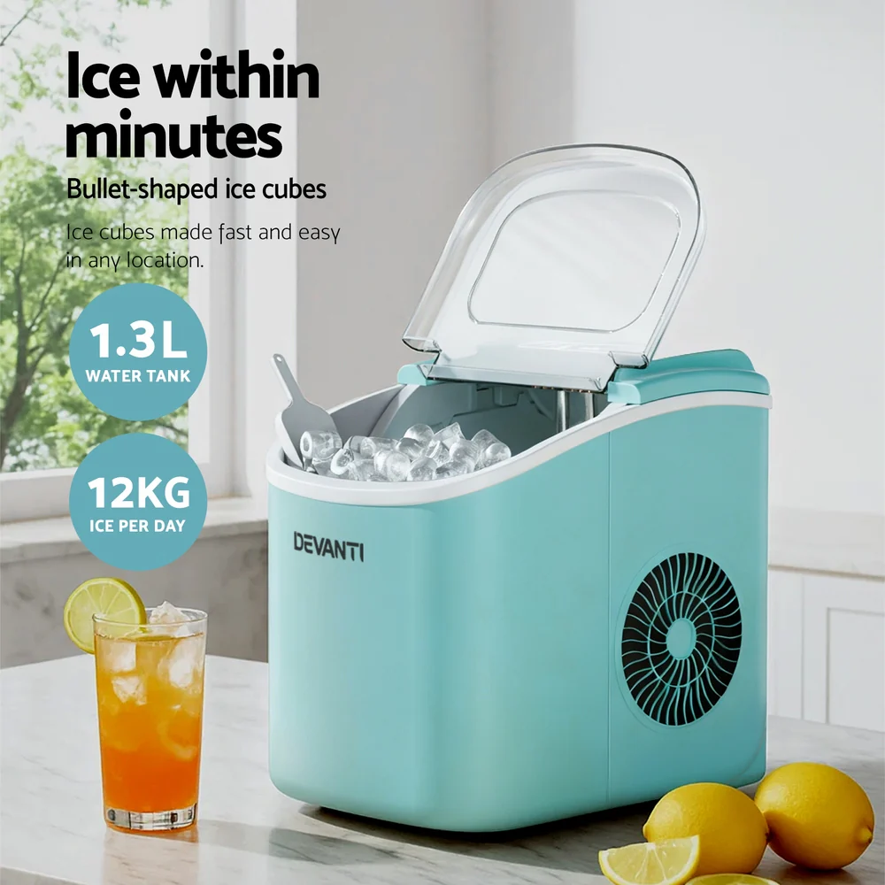 Devanti 12kg Ice Maker Machine with Self-cleaning (Green) - Image 3