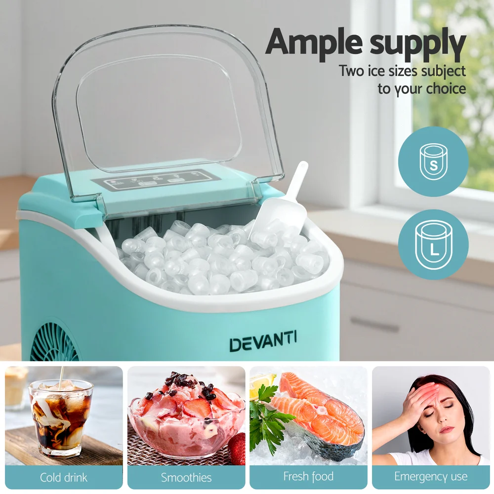 Devanti 12kg Ice Maker Machine with Self-cleaning (Green) - Image 7