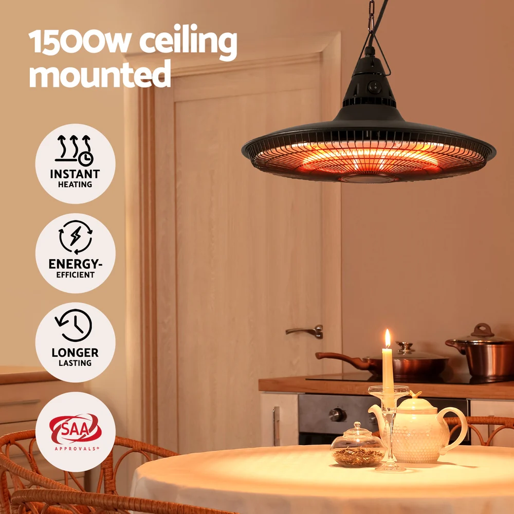 Devanti 1500W Hanging Electric Patio Heater - Image 5