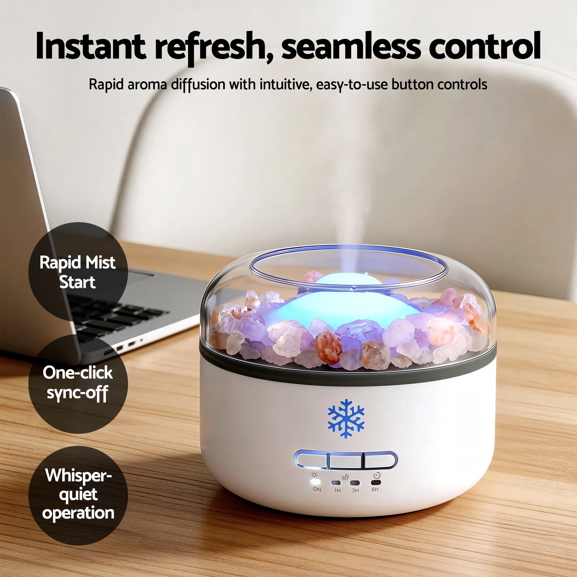 Devanti 150ml Salt Lamp Aroma Diffuser Ultrasonic Humidifier Purifier 7 LED Colors - Image 5