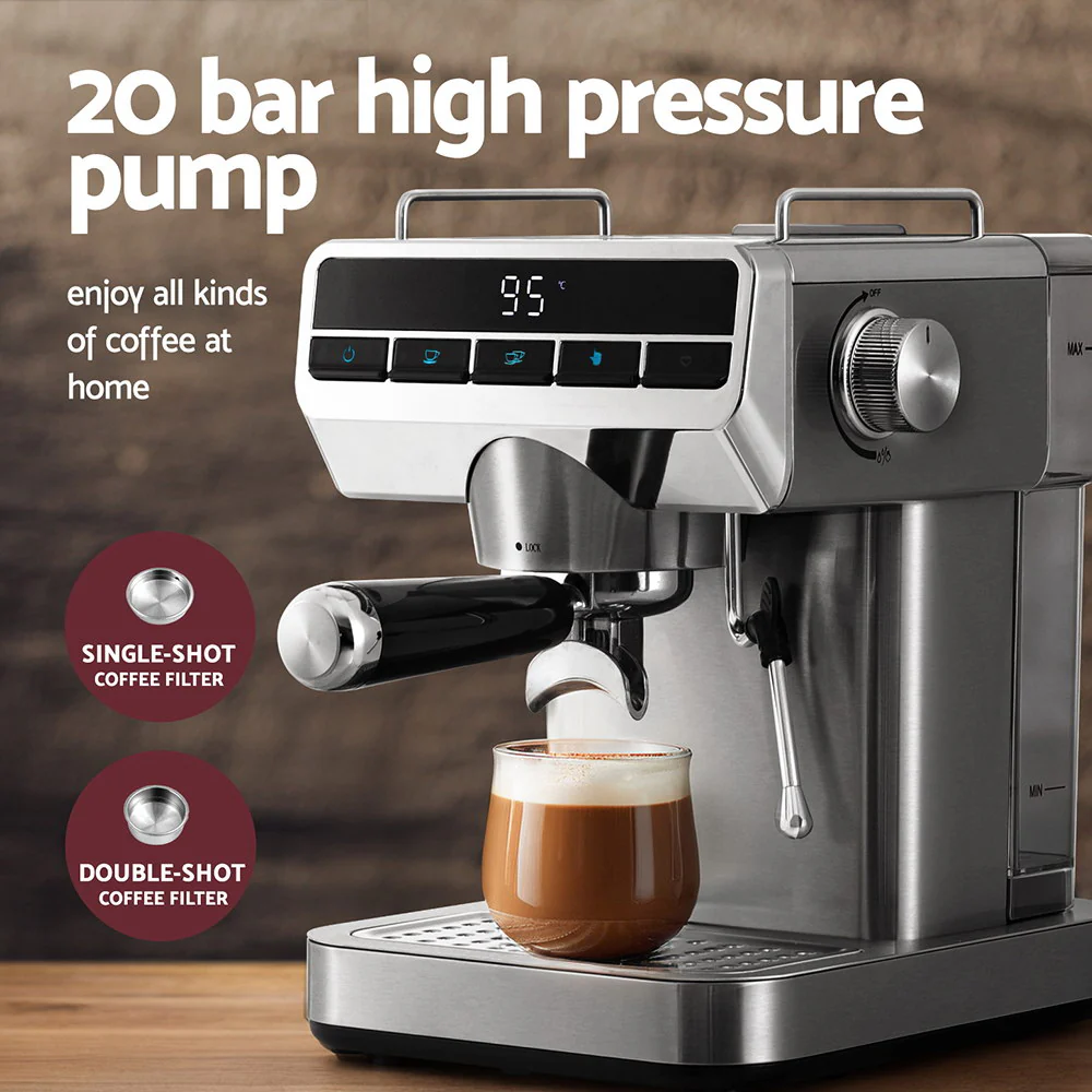 Devanti 20 Bar Coffee Machine Espresso Cafe Maker - Image 4