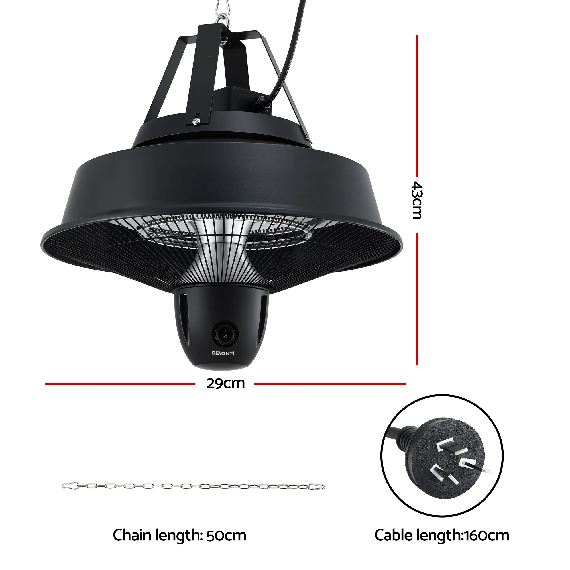 Devanti 2000W Electric Patio Heater Ceiling Mounted Hanging Heaters Remote - Image 2