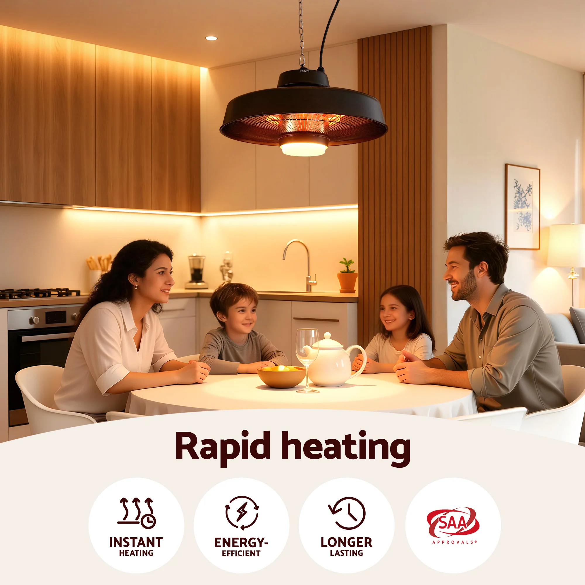 Devanti 2000W Outdoor Electric Patio Heater Ceiling Mount with LED Light Remote - Image 5