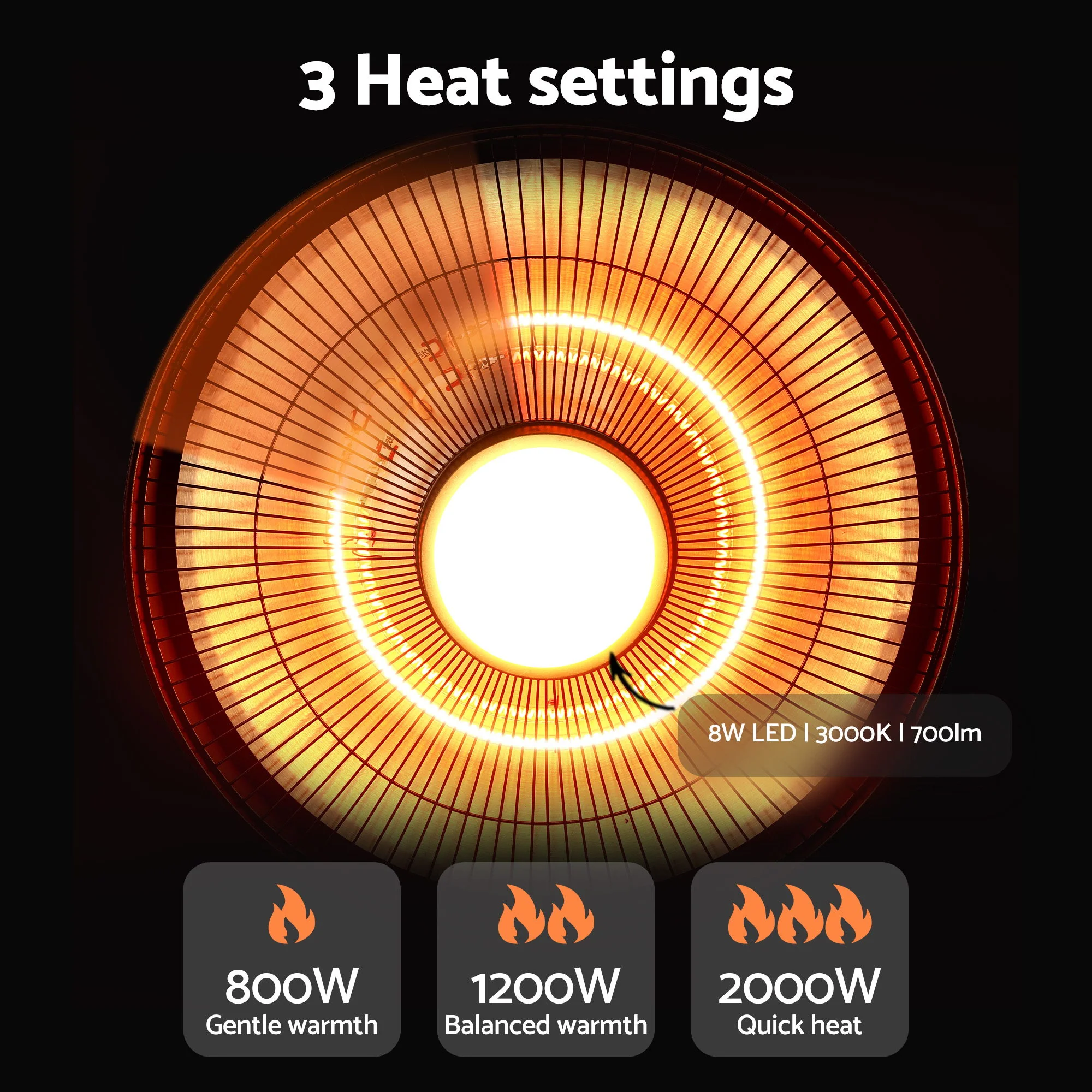 Devanti 2000W Outdoor Electric Patio Heater Ceiling Mount with LED Light Remote - Image 6