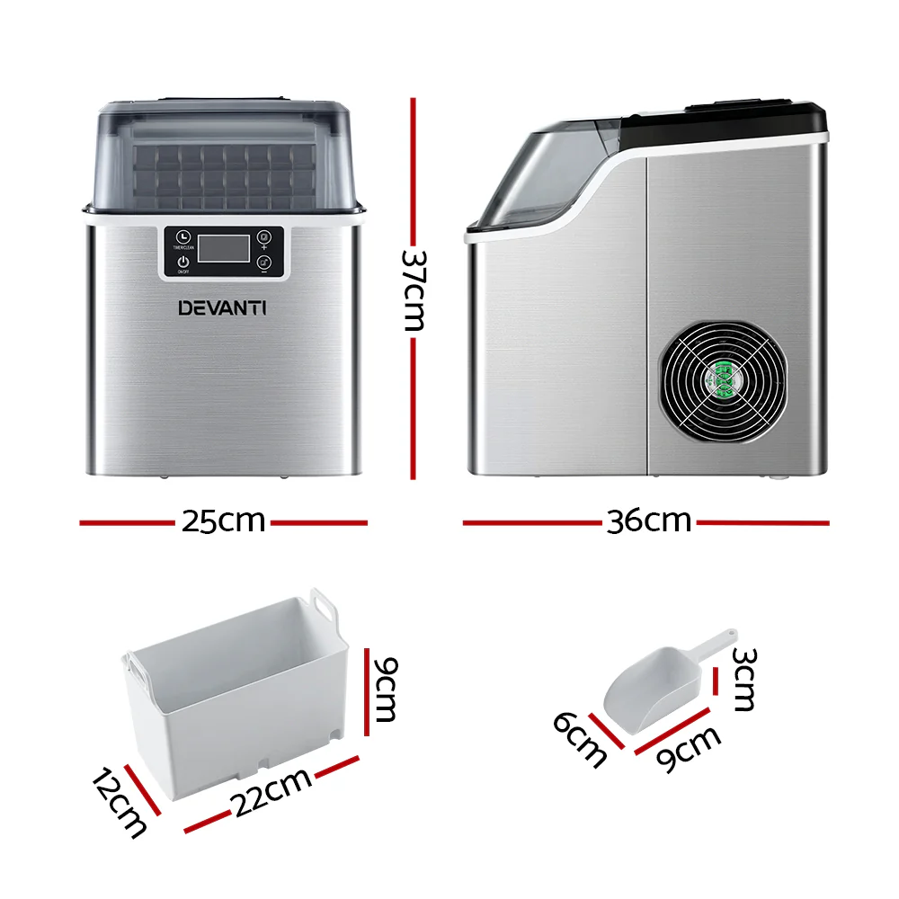 Devanti 20kg Ice Maker Machine Stainless Steel - Image 2