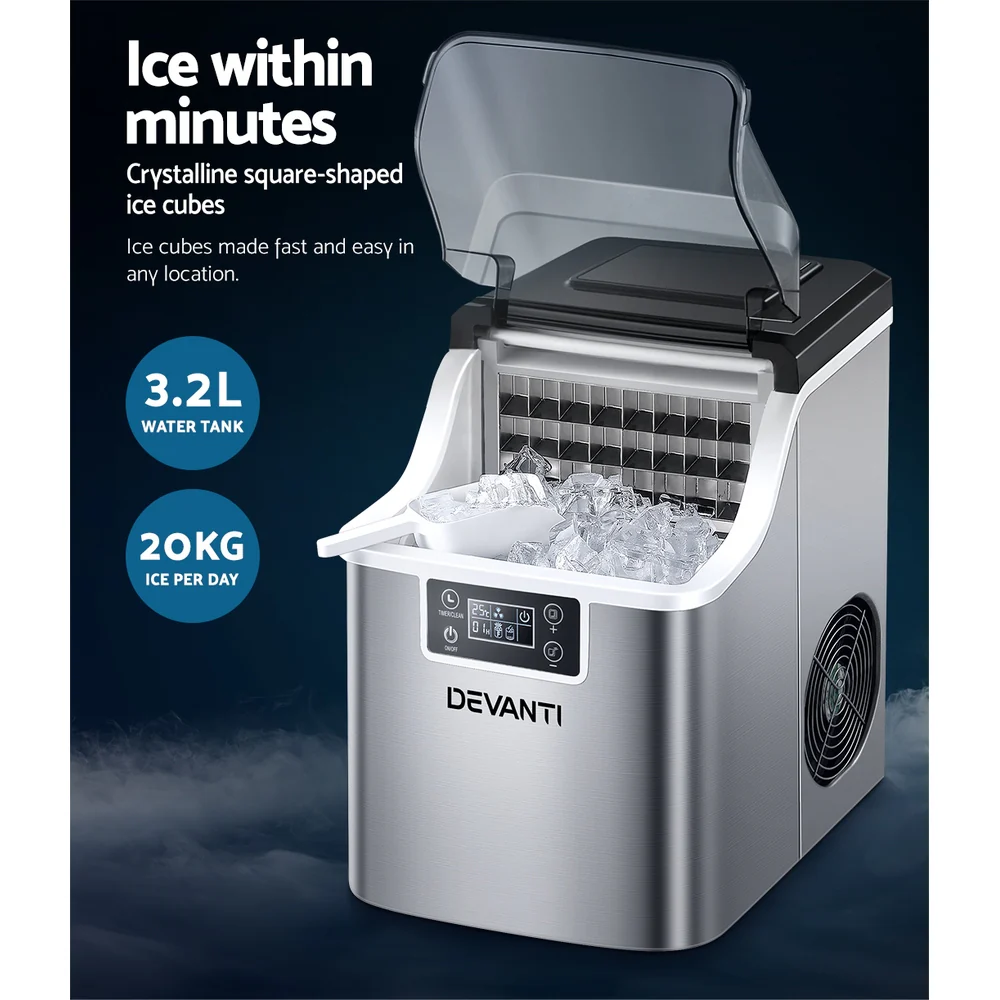 Devanti 20kg Ice Maker Machine Stainless Steel - Image 4