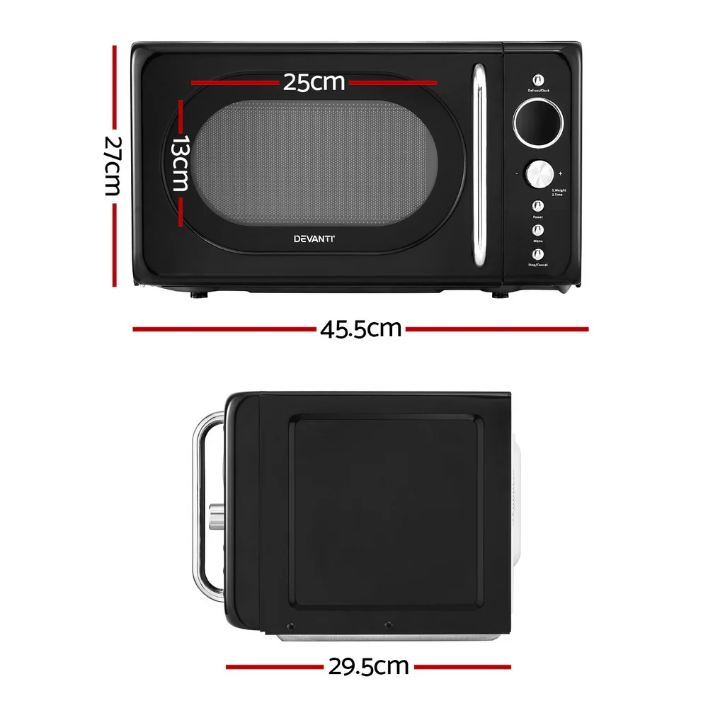 Devanti 20L Microwave Oven 700W (Black) - Image 2
