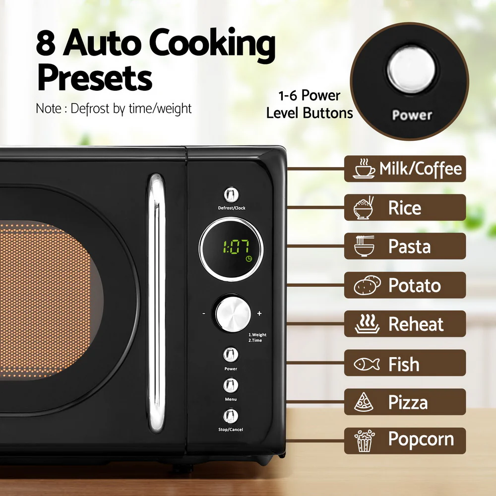 Devanti 20L Microwave Oven 700W (Black) - Image 4