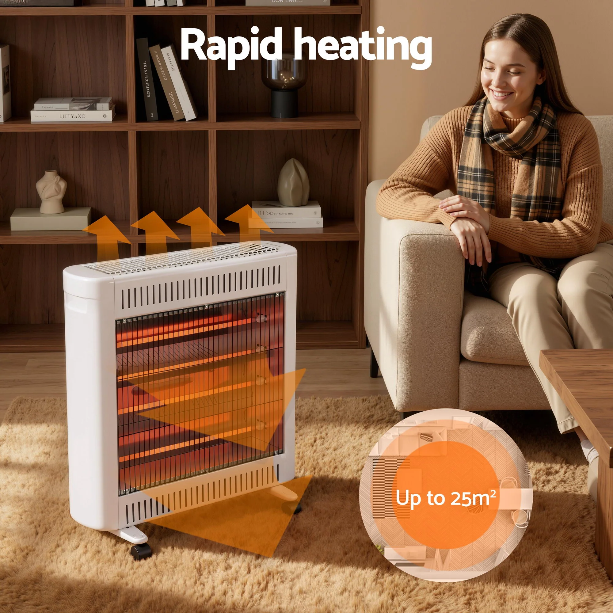 Devanti 2200W Infrared Radiant Heater Portable Electric Space Heating White - Image 4