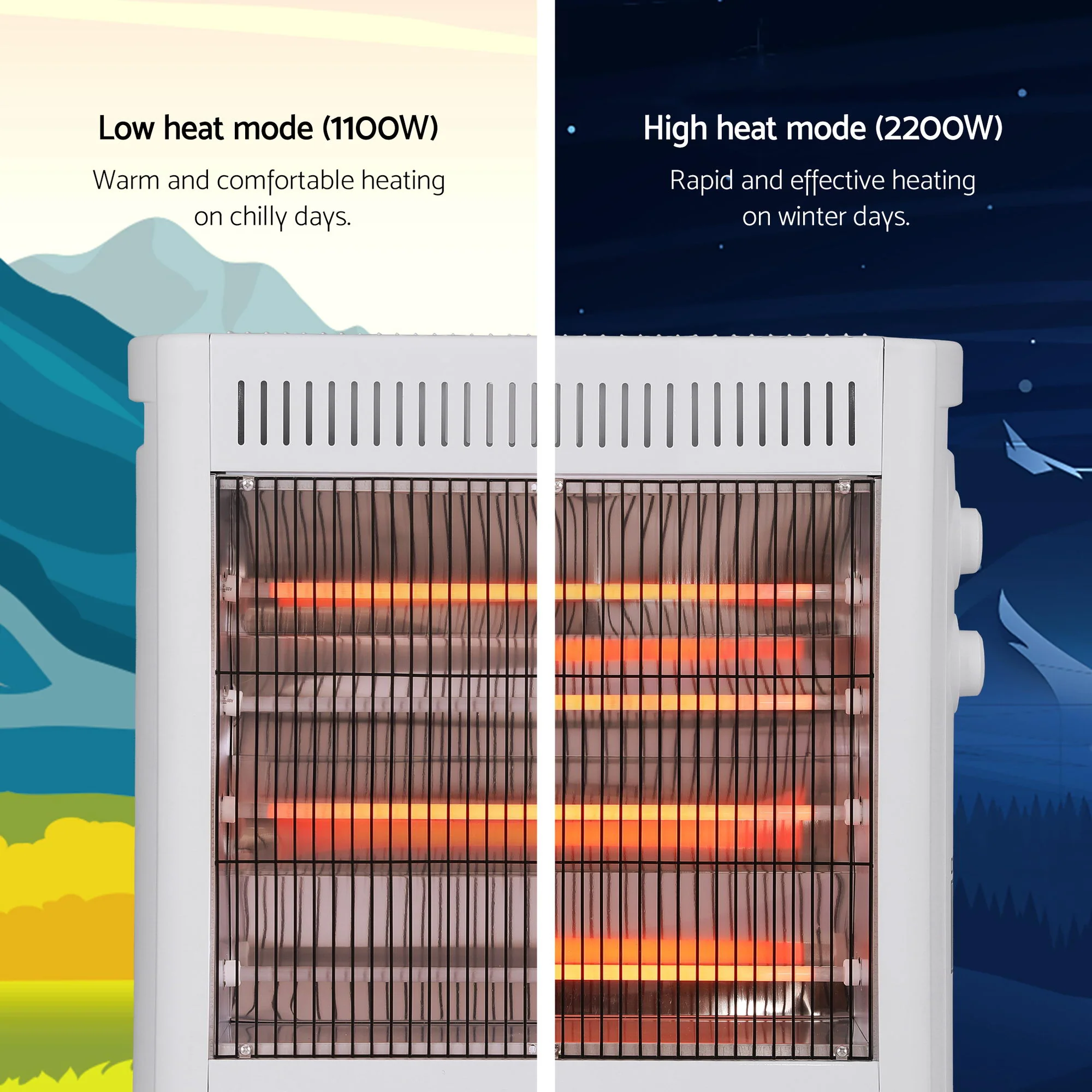 Devanti 2200W Infrared Radiant Heater Portable Electric Space Heating White - Image 5