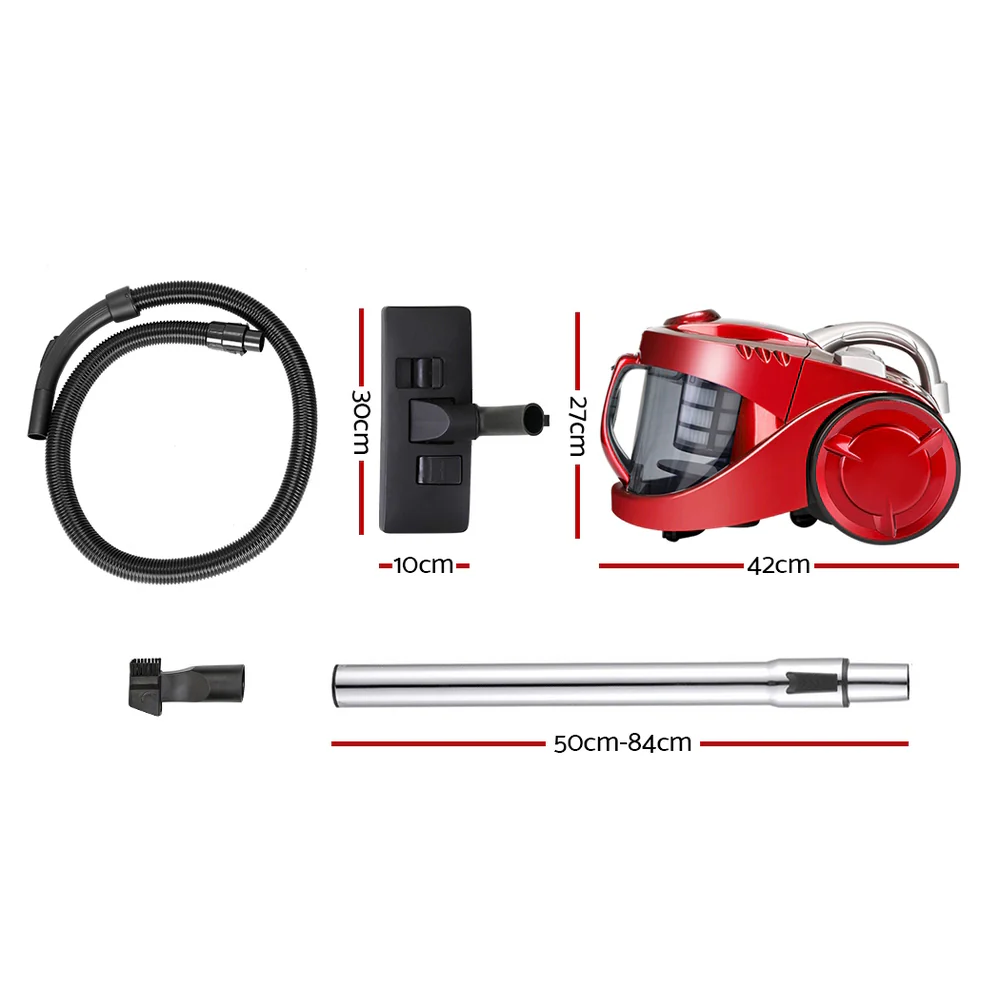 Devanti 2200W Multi-cyclonic Bagless Vacuum Cleaner Pet Hair (Red) - Image 2