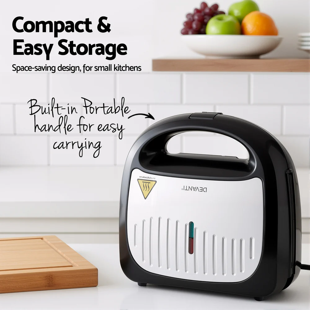 Devanti 3-in-1 Sandwich Press Waffle Maker Panini Press Grill 850W - Image 7