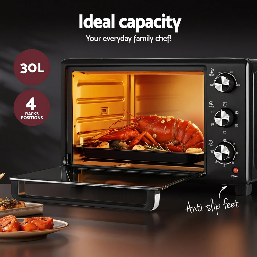 Devanti 30L Convection Oven Electric Fryer Ovens 1600W - Image 4