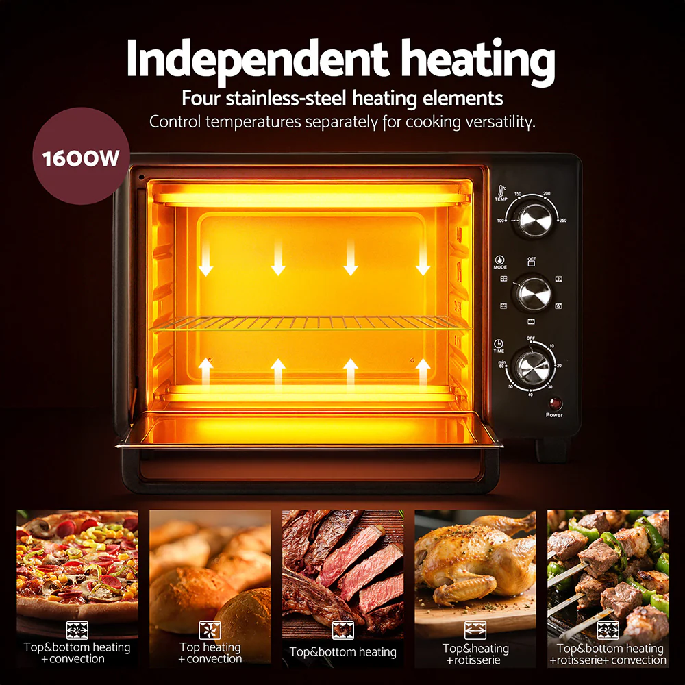 Devanti 30L Convection Oven Electric Fryer Ovens 1600W - Image 6