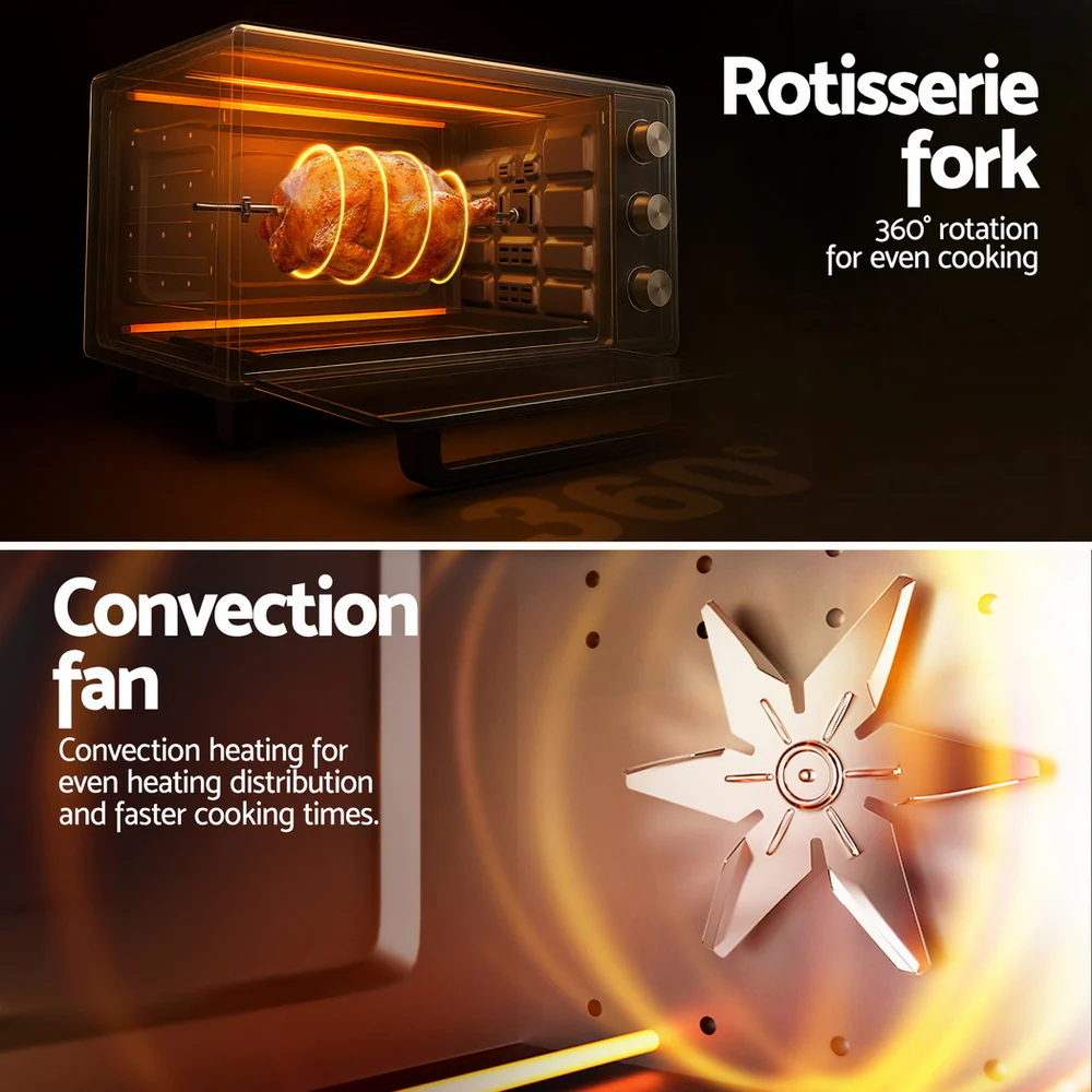 Devanti 30L Convection Oven Electric Fryer Ovens 1600W - Image 7