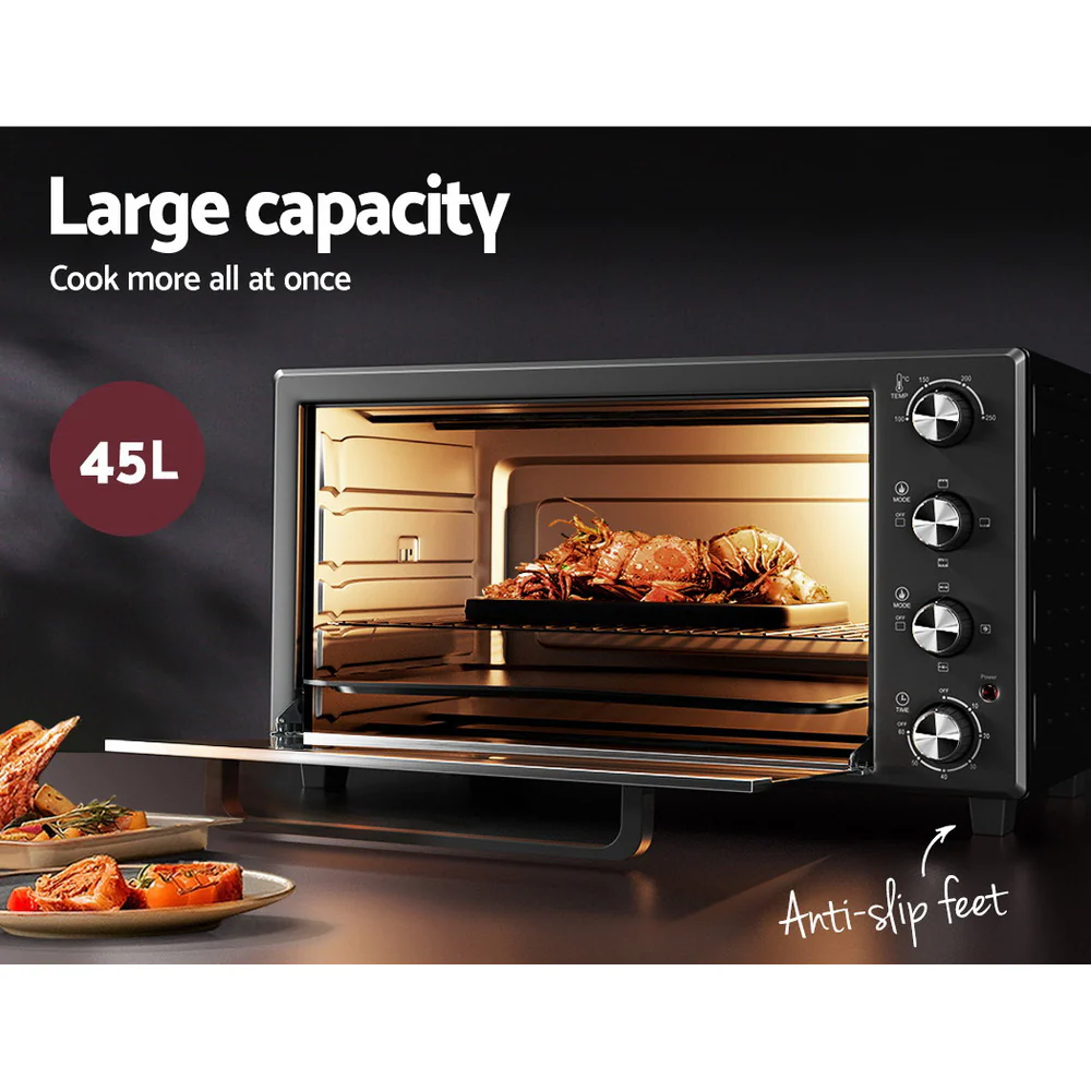 Devanti 45L Convection Oven Electric Fryer Ovens 1800W - Image 3