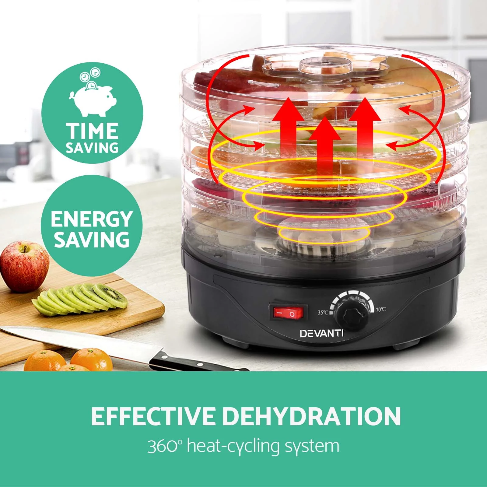 Devanti 5 Trays Food Dehydrator (Black) - Image 4
