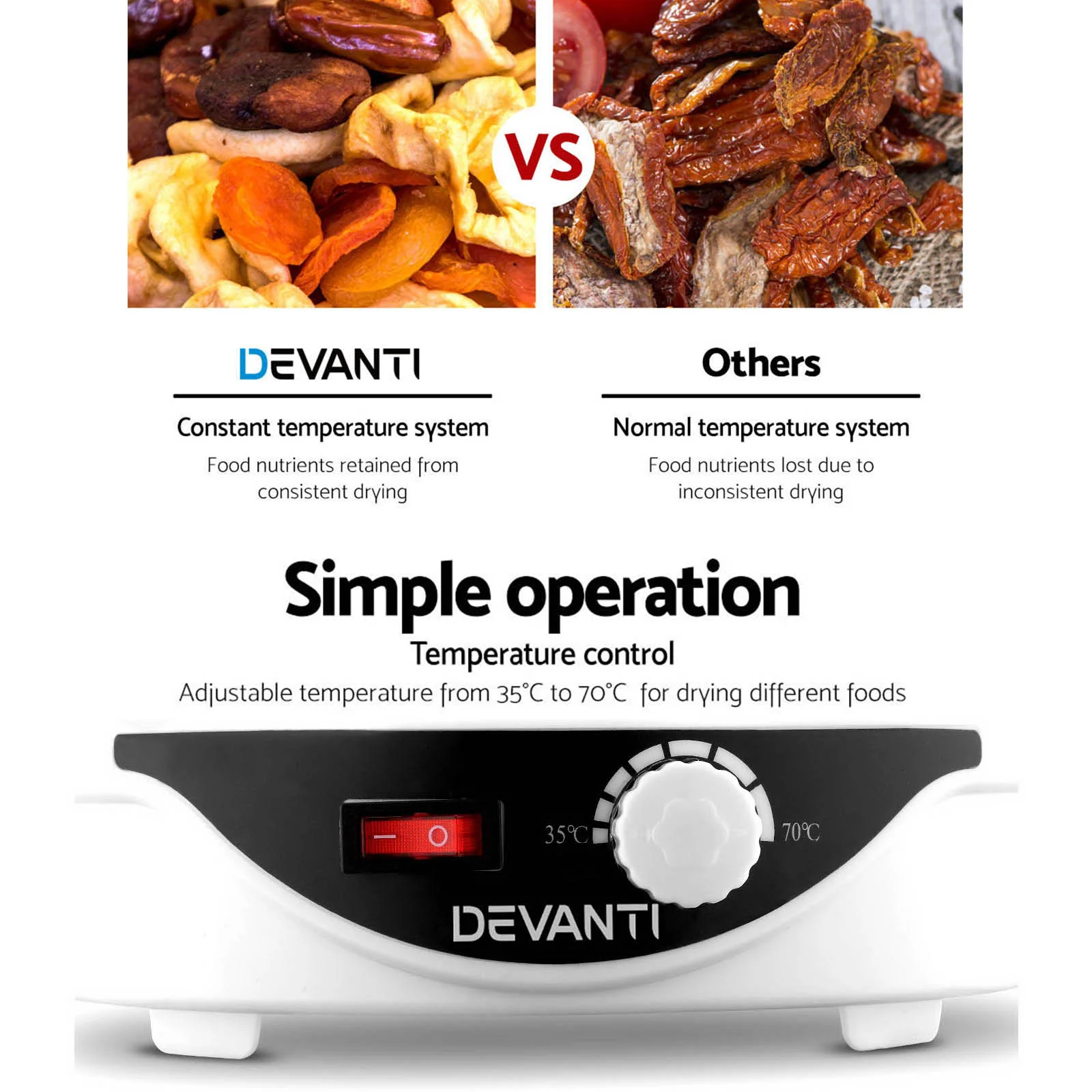 Devanti 5 Trays Food Dehydrator (White) - Image 5