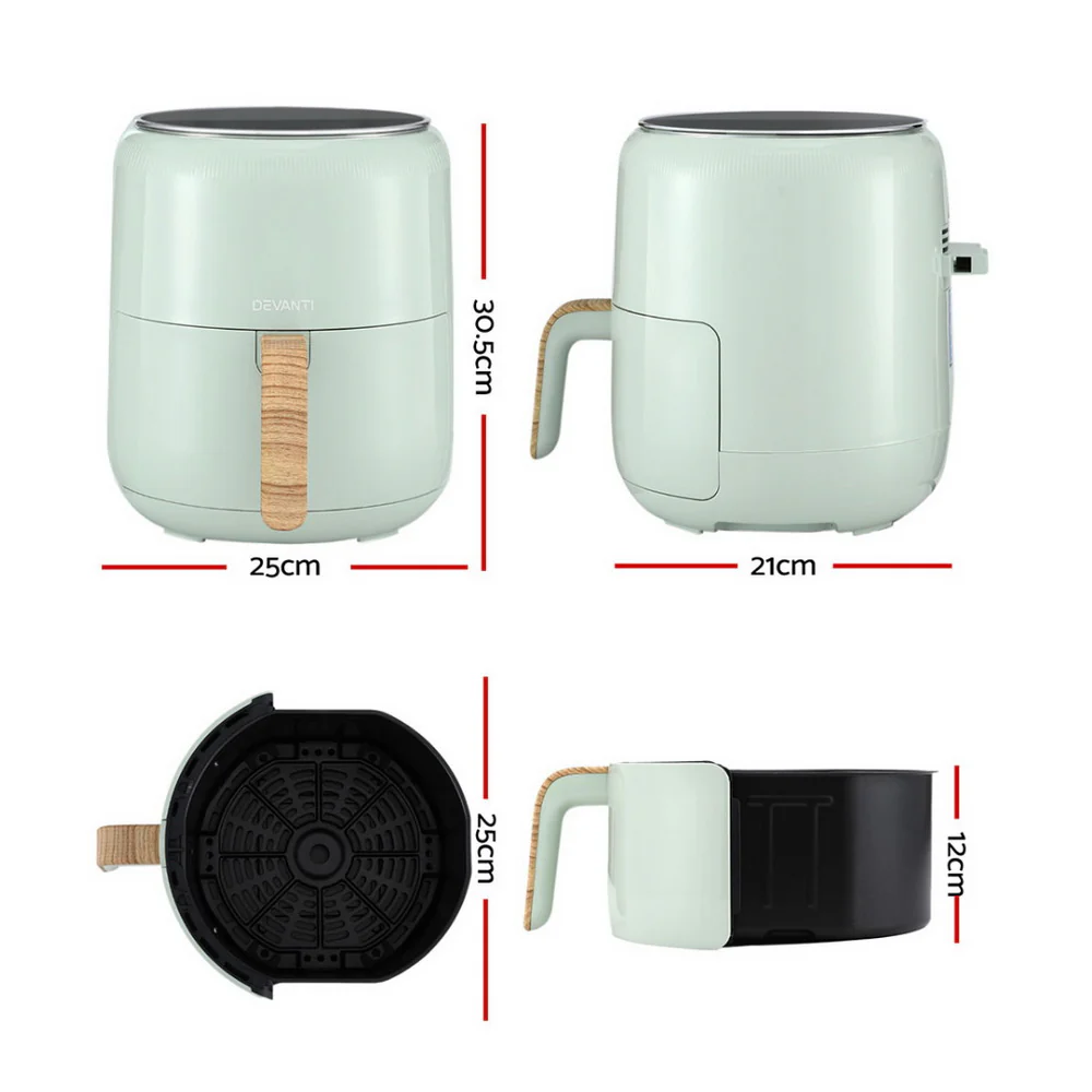 Devanti 5L Air Fryer Touch Control 1500W (Green) - Image 2