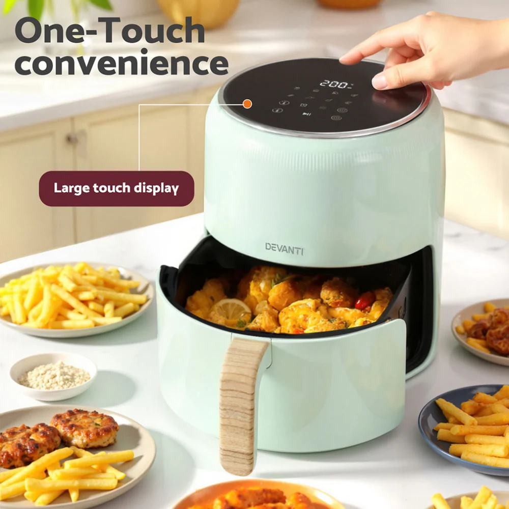 Devanti 5L Air Fryer Touch Control 1500W (Green) - Image 4