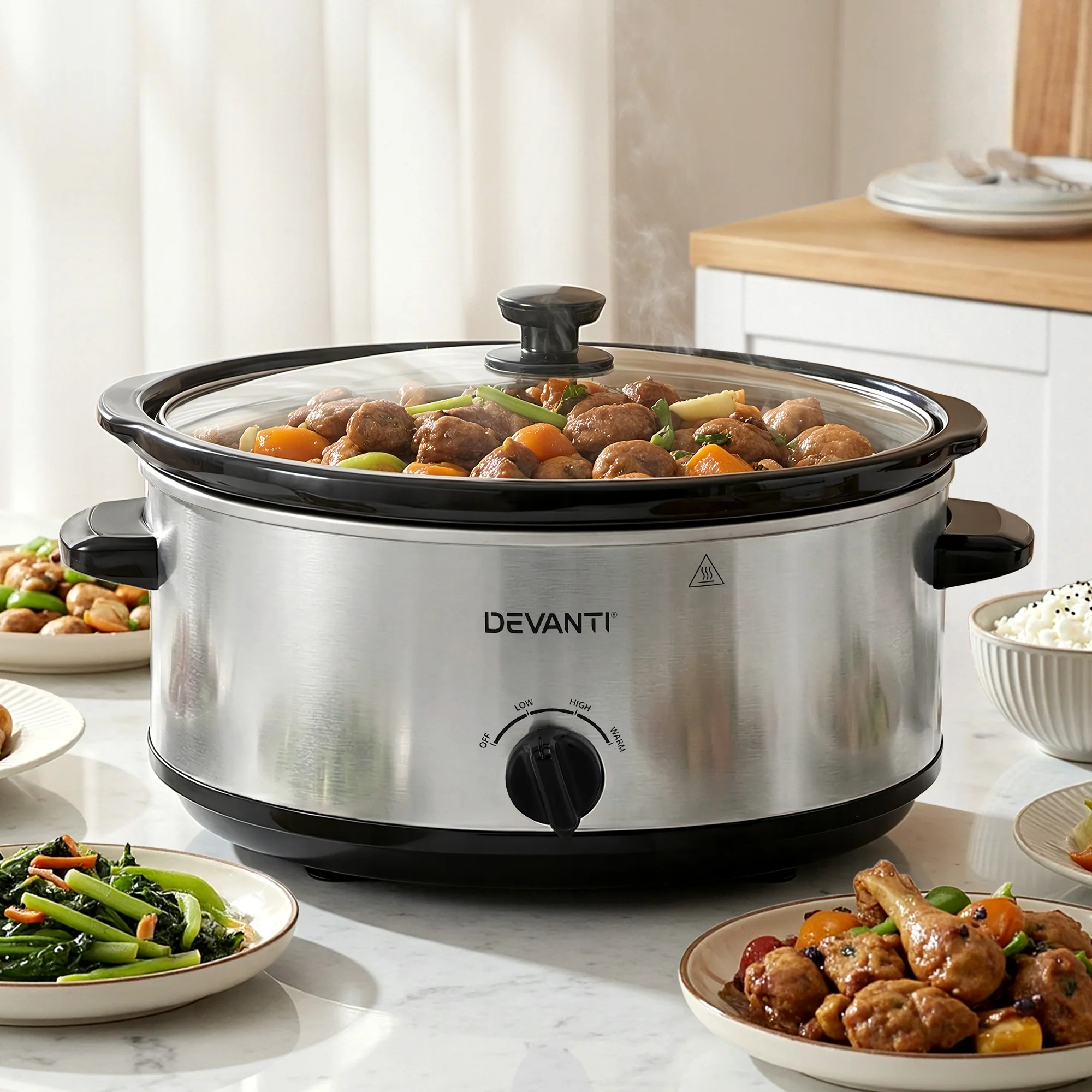 Devanti 6.5L Slow Cooker Electric Multi Cooker with 3 Heat Settings and Keep Warm Function - Image 2