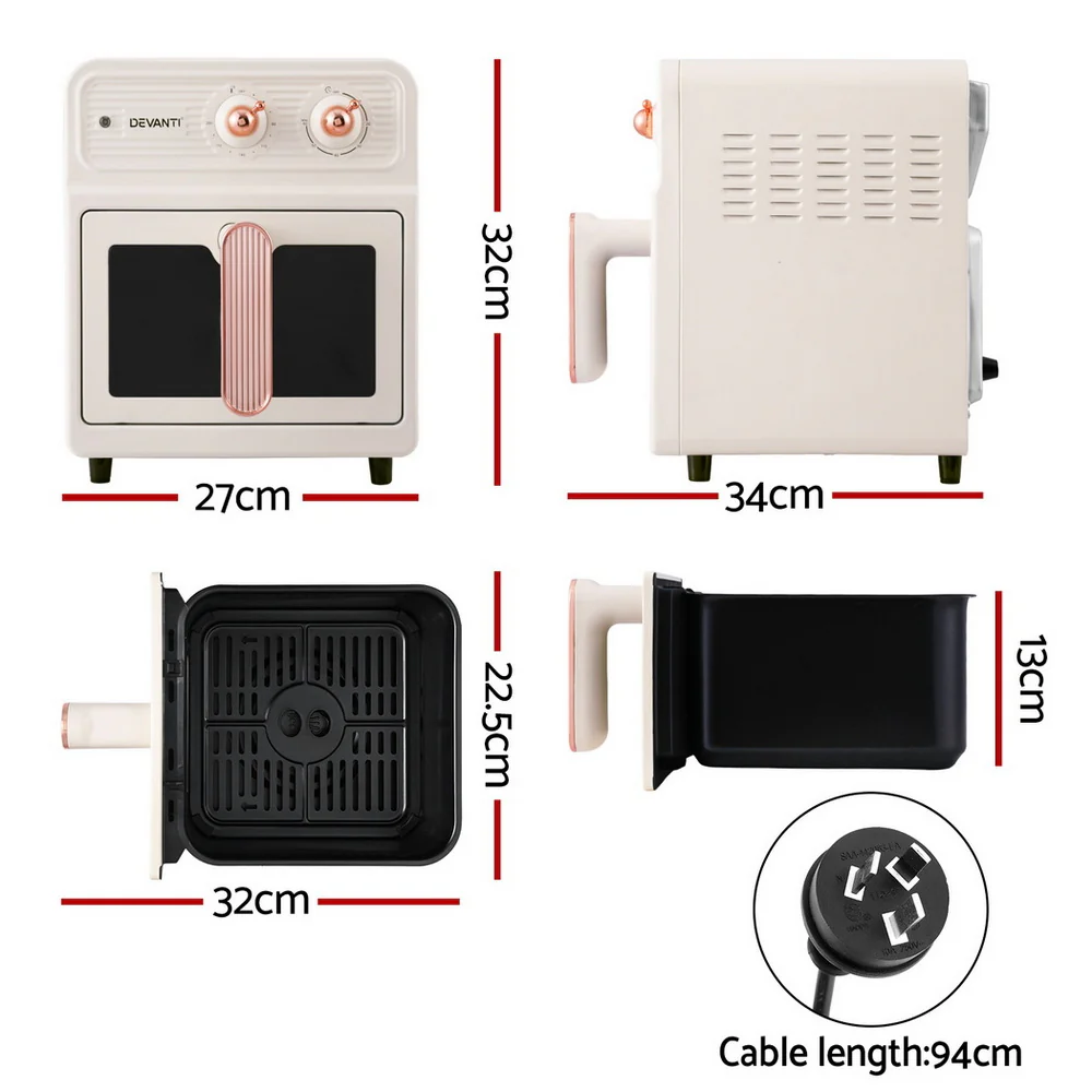 Devanti 6L Air Fryer Knob Control 1700W (Cream) - Image 2