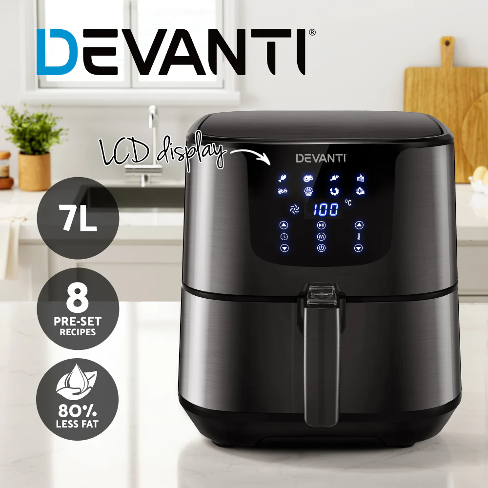 Devanti Air Fryer 7L LCD Fryers (Black) - Image 4