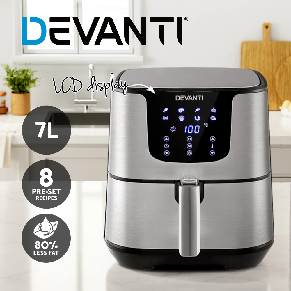 Devanti Air Fryer 7L LCD Fryers (Stainless Steel) - Image 3