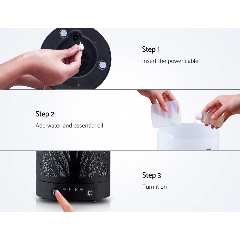 Devanti Aroma Diffuser Aromatherapy Black 160ml - Image 8
